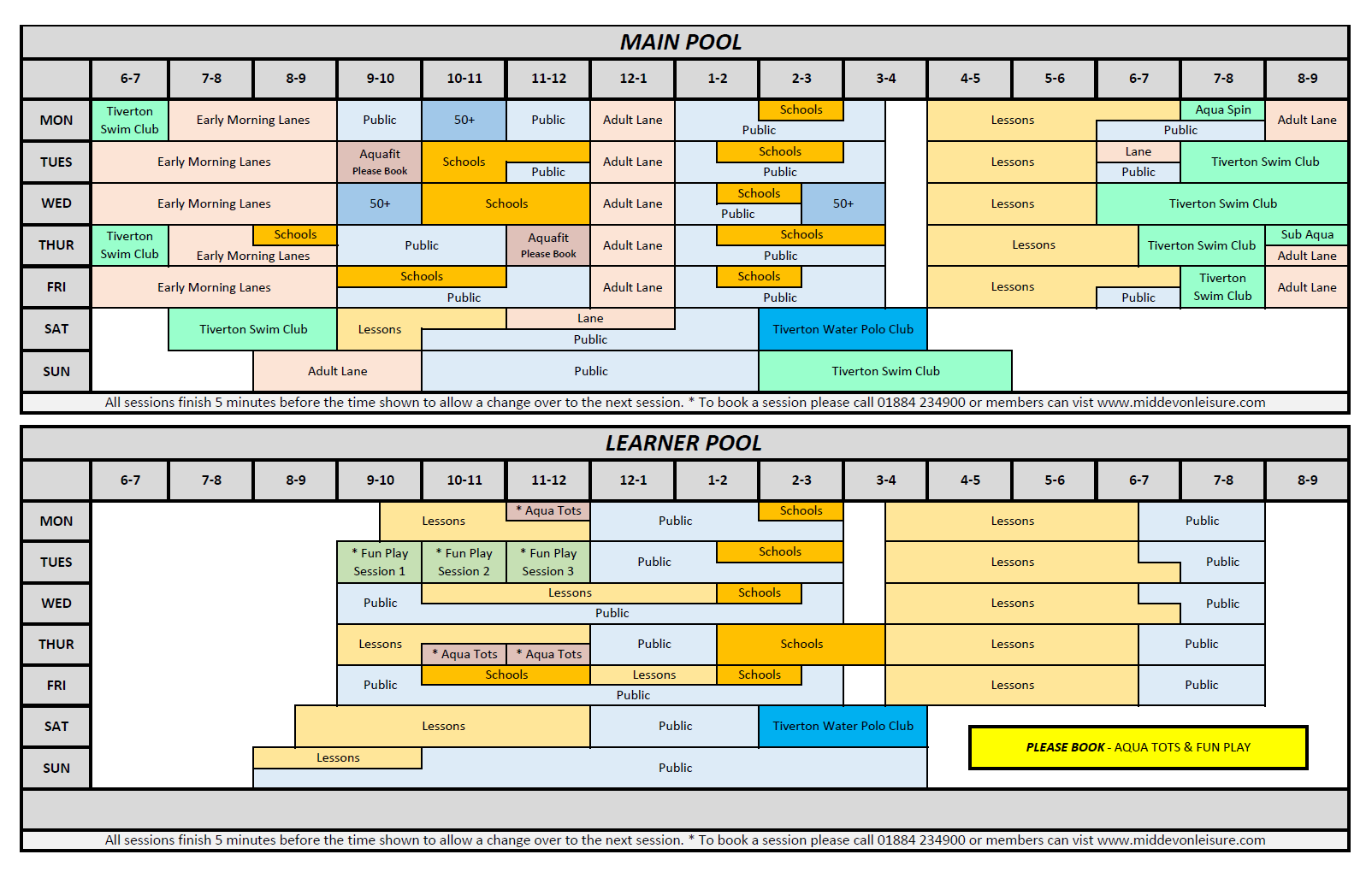 Exe Valley Leisure Centre - Pool Timetable - Mid Devon Leisure